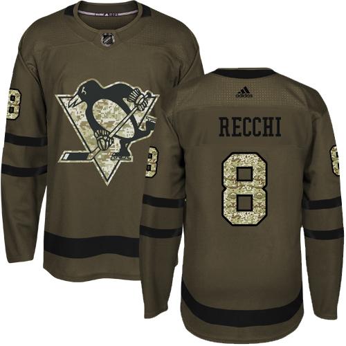 Adidas Penguins #8 Mark Recchi Green Salute to Service Stitched NHL Jersey - Click Image to Close